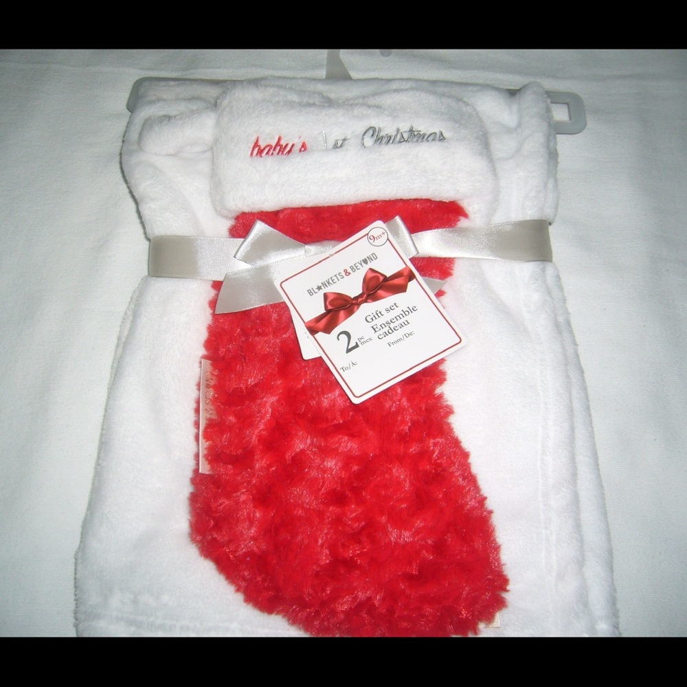Baby’s 1st Christmas stocking & Blanket Gift Set.new